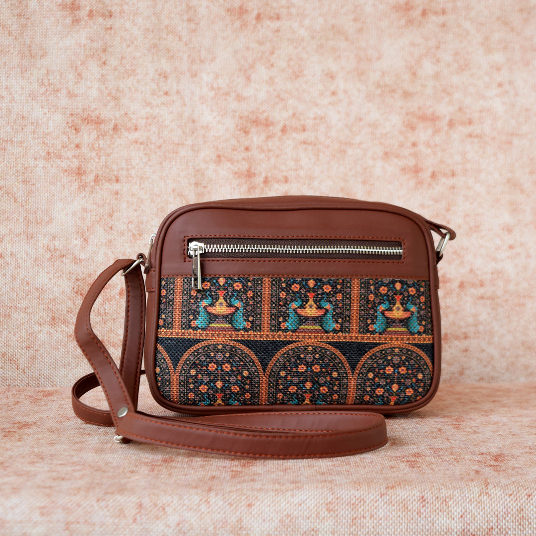 Mughal Motif and Royal Indian Peacock Motif - Office Bag & Sling Bag Combo