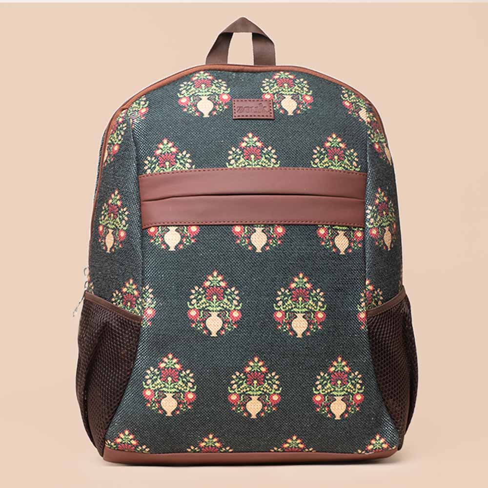 Royal Green Mogra Print Classic Backpack