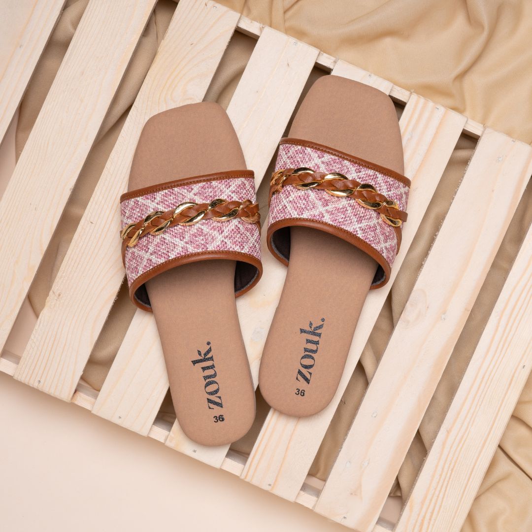 Chamoli Motif Women's Embellished Sliders