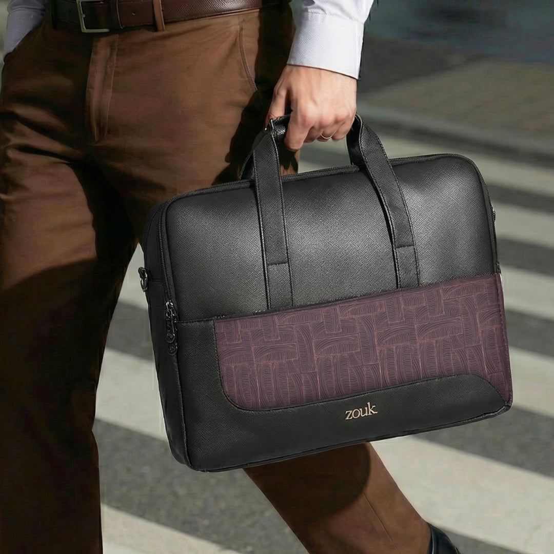 Golconda Brass Office Laptop Bag (Black)