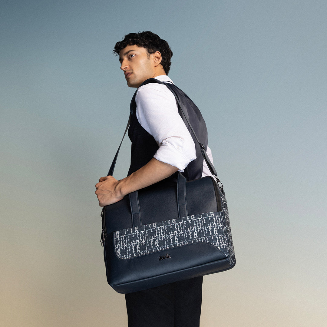 Madras Monochrome Office Laptop Bag (Blue)