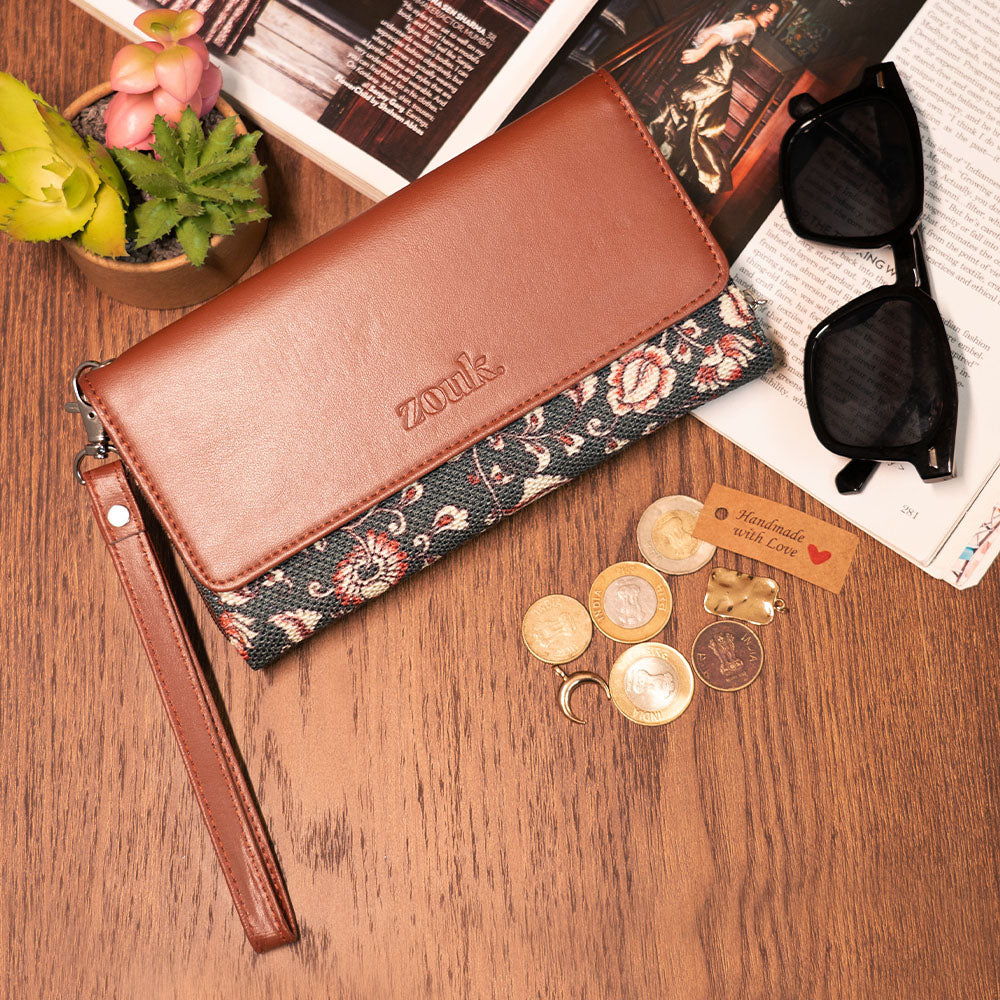Chittoor Blue Kalamkari Wristlet Wallet