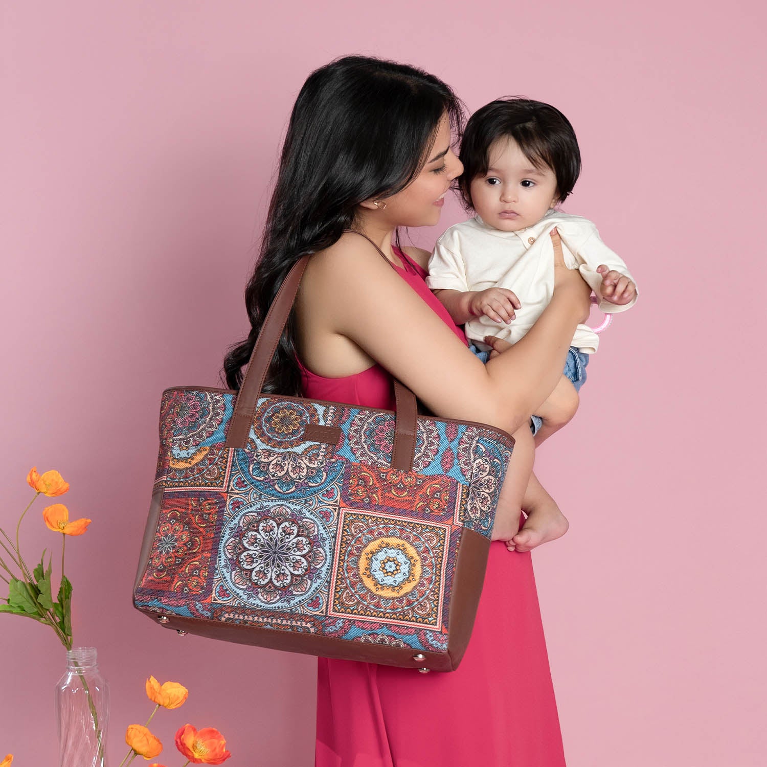 Multicolor Mandala Print Mother's Bag