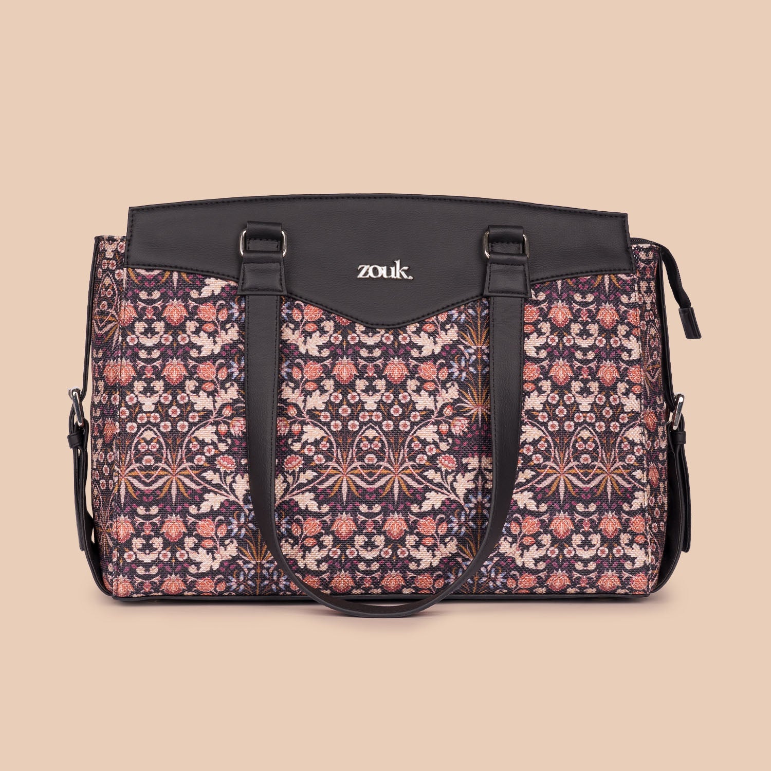 Kashmir Blooms & Kashmir Royals - Women's Work Bag & Chain Wallet Combo