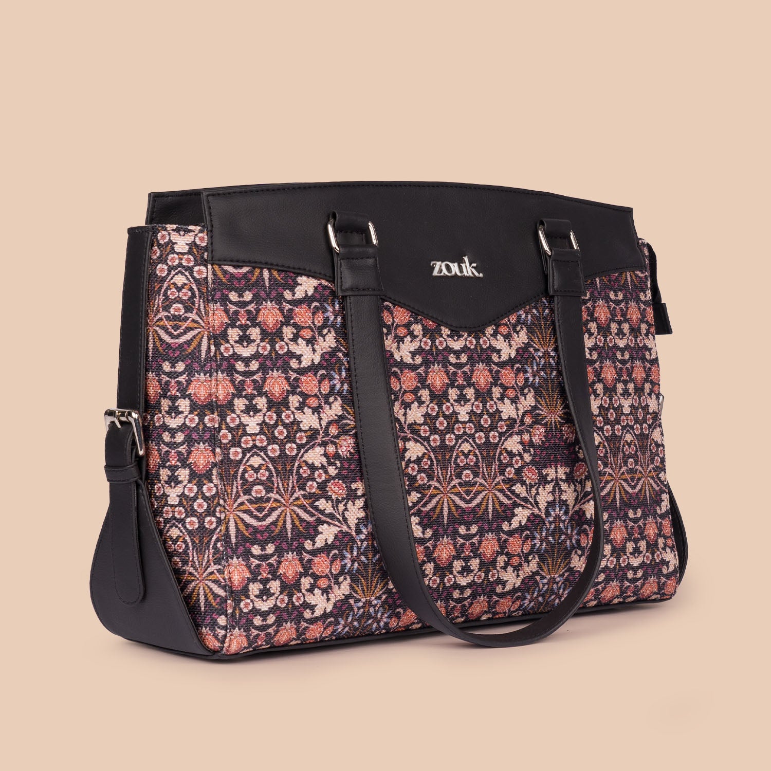 Kashmir Blooms & Kashmir Royals - Women's Work Bag & Chain Wallet Combo