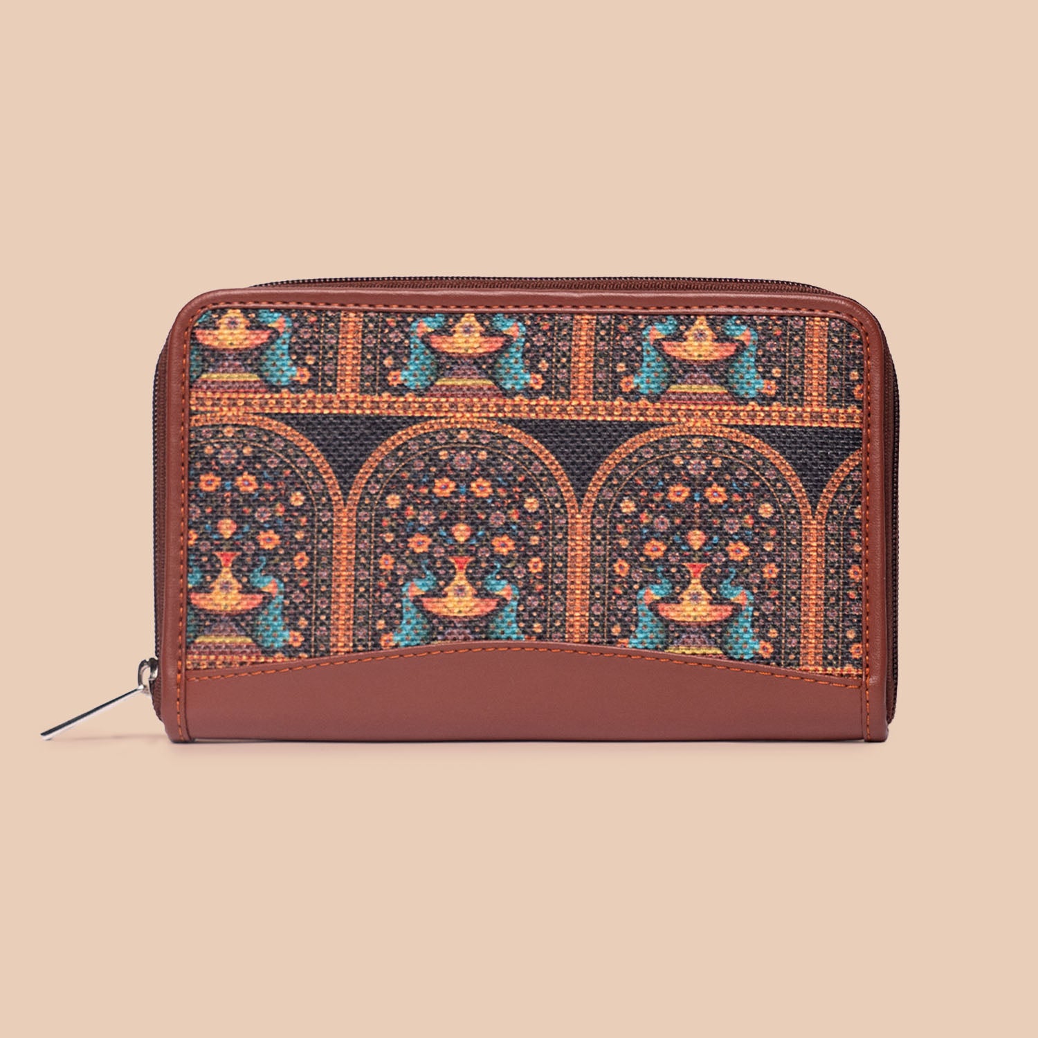 Royal Indian Peacock Motif- Office Bag & Chain Wallet Combo