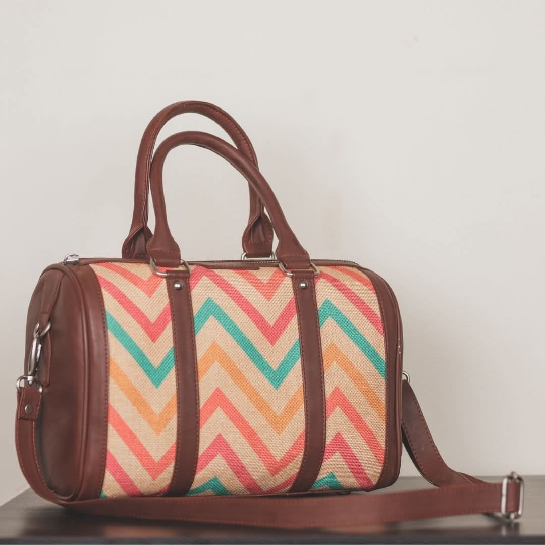 WavBeach & Paisley Print - Handbag & Chain Wallet Combo