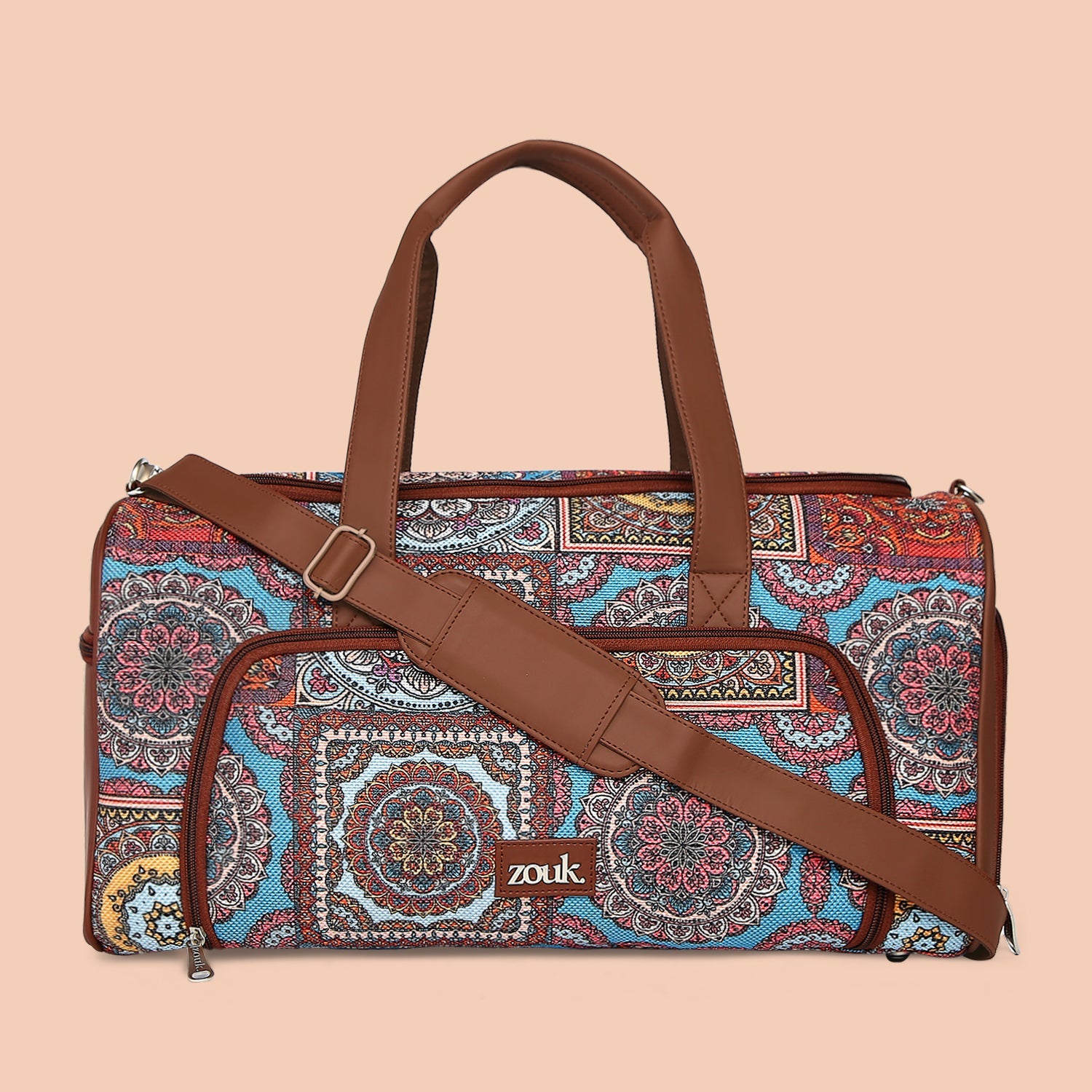 ZIP-Multicolor Mandala Print Weekender Duffel Bag