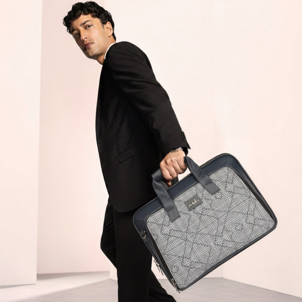 Calcutta Pixels Executive Laptop Bag (Blue) styled with FloLov Chain Wallet