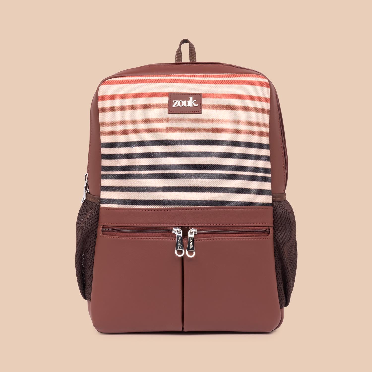 Qutub Stripes Office Backpack (Brown)