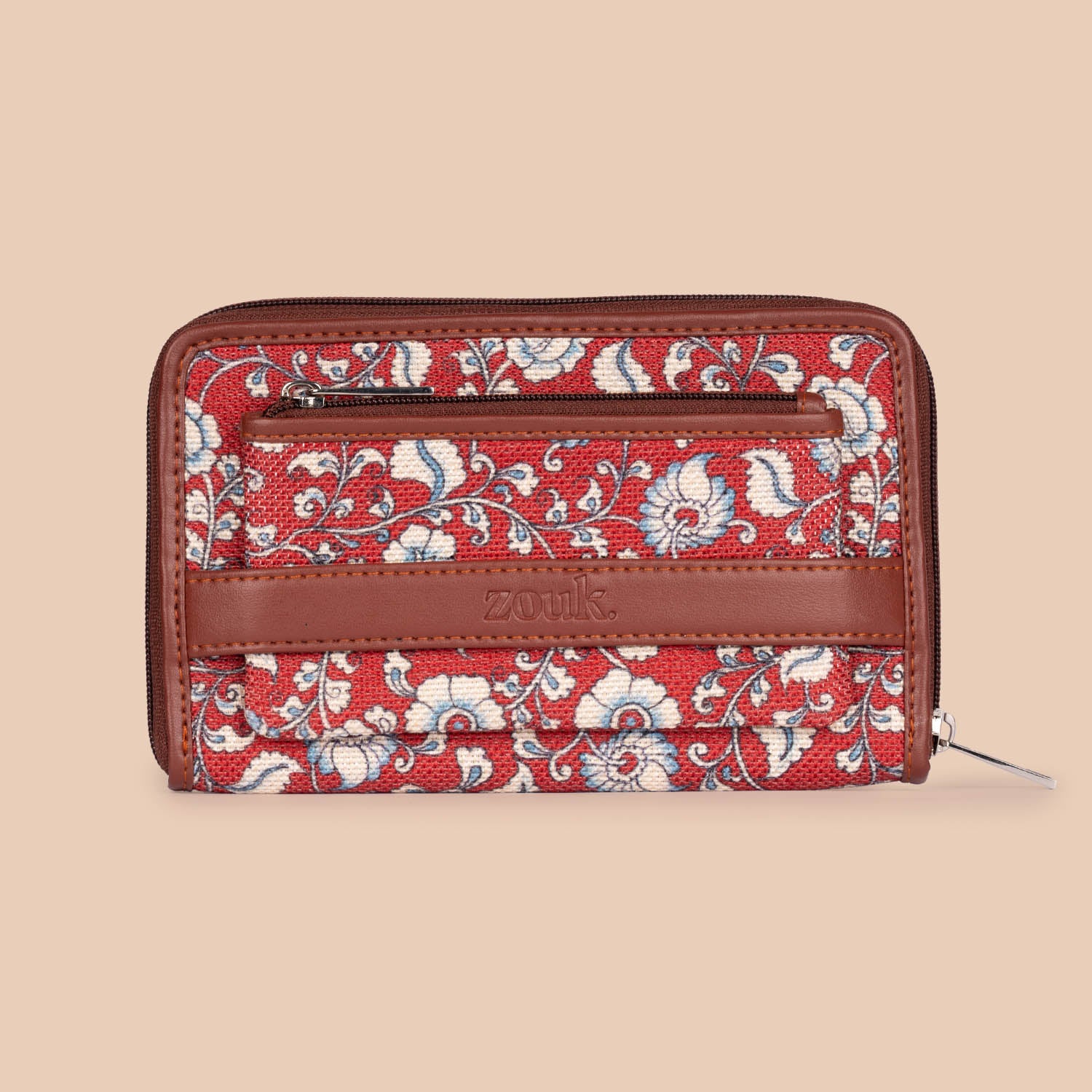 Mughal Motif & Chittoor Red Kalamkari - Women's Office Bag & Classic Zipper Wallet Combo