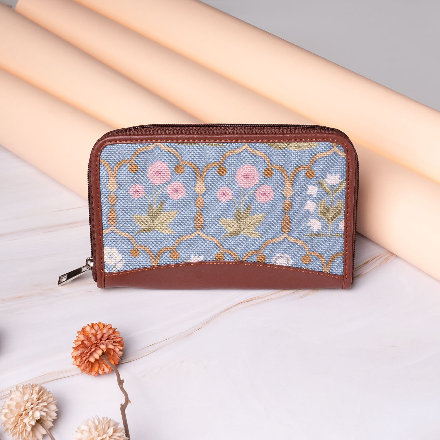 Jaipur Fresco Blue- Office Bag & Chain Wallet Combo