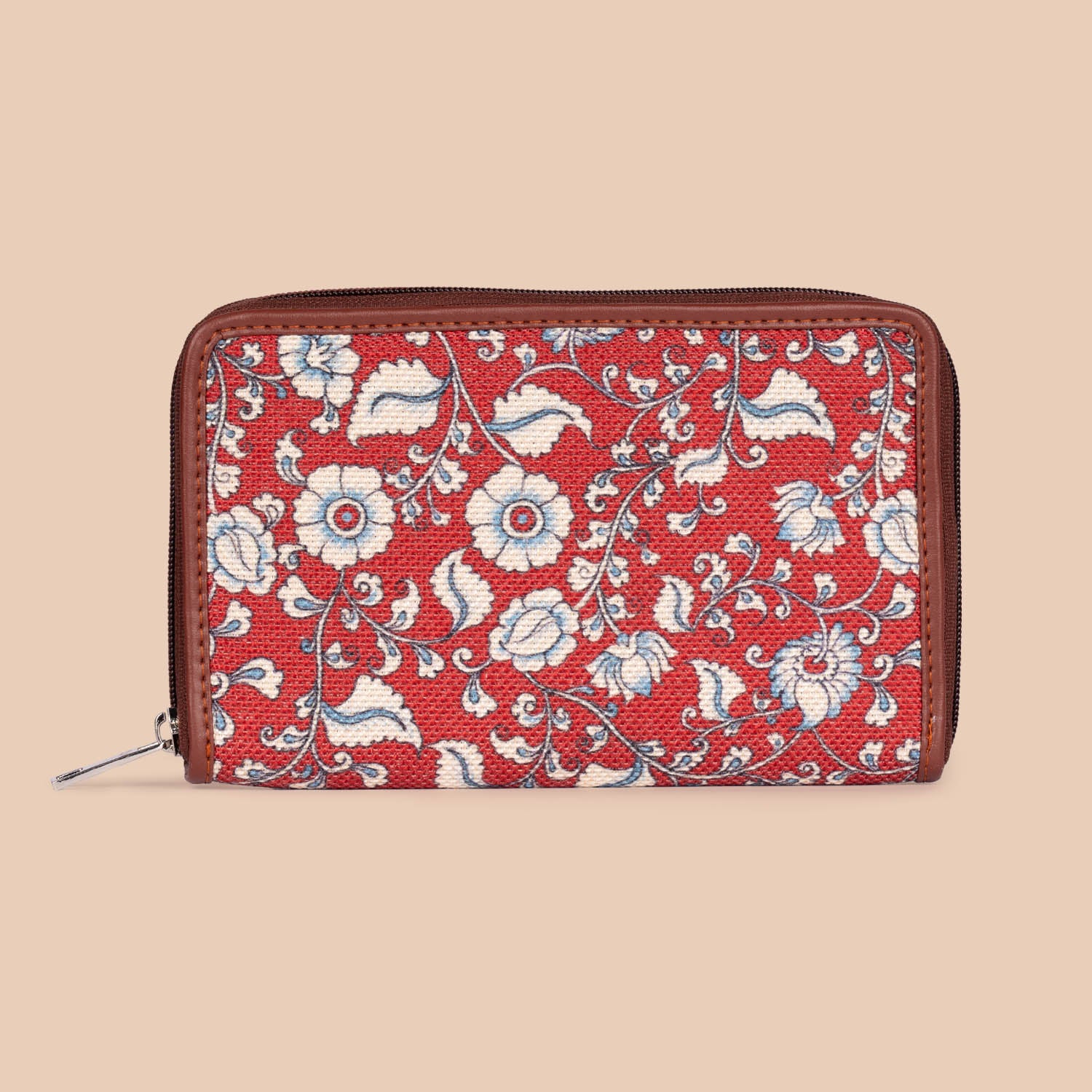 Chittoor Red Kalamkari - Office Bag & Classic Zipper Wallet Combo