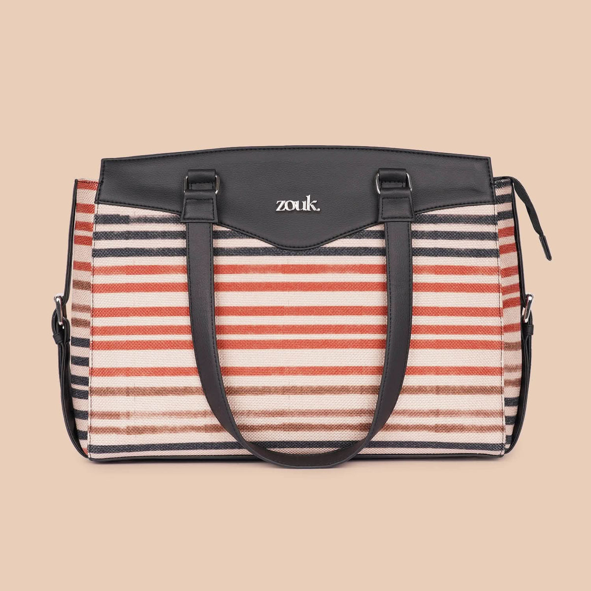 Qutub Stripes & Multicolor Mandala Print - Women's Work Bag & Chain Wallet Combo