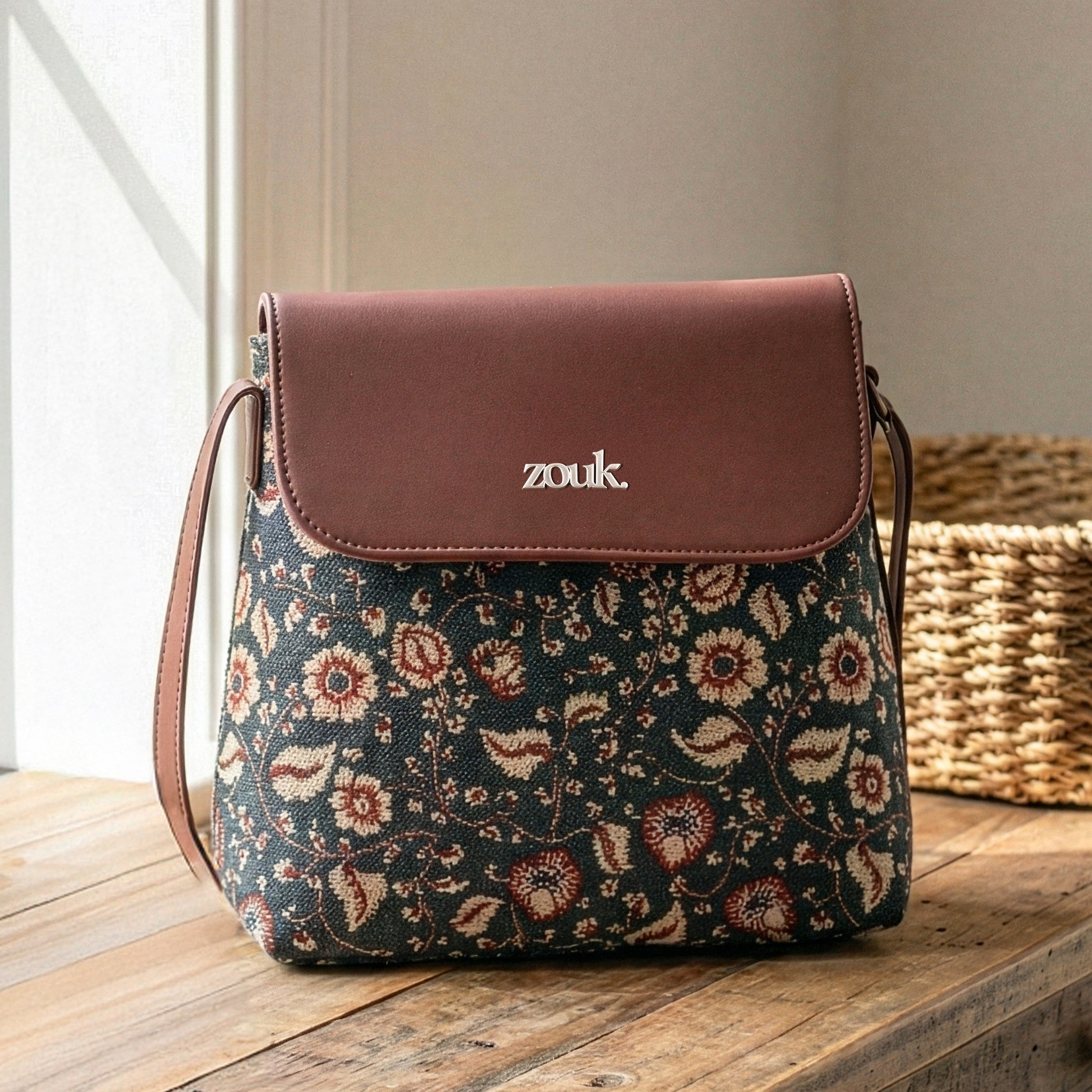 Chittoor Blue Kalamkari Flap Sling Bag