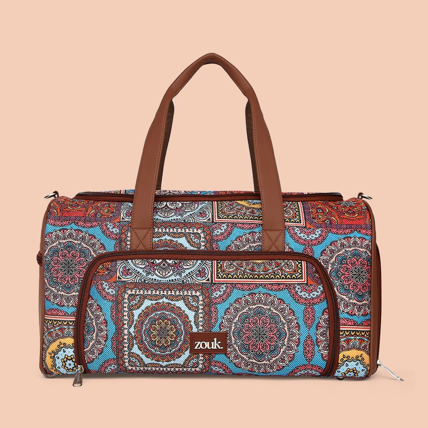 ZIP-Multicolor Mandala Print Weekender Duffel Bag