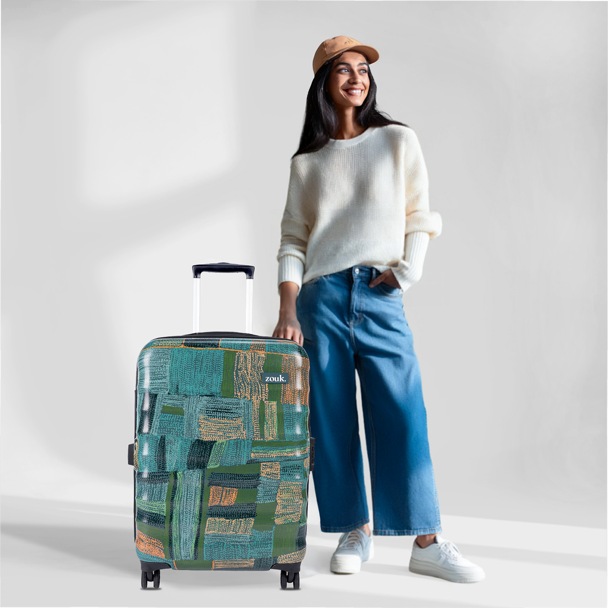 Indus Lattice Green Amorah Trolley Bag