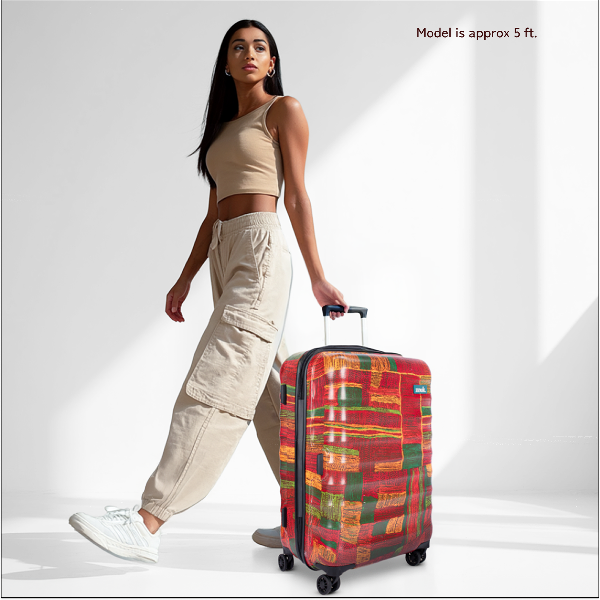 Indus Lattice Red Amorah Trolley Bag