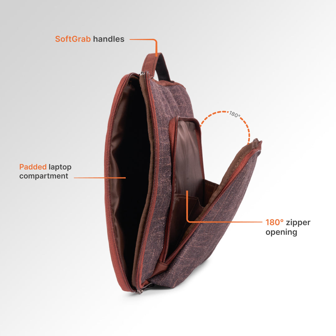 Golkonda Brass Signature Laptop Sleeve - 14inch (Brown)