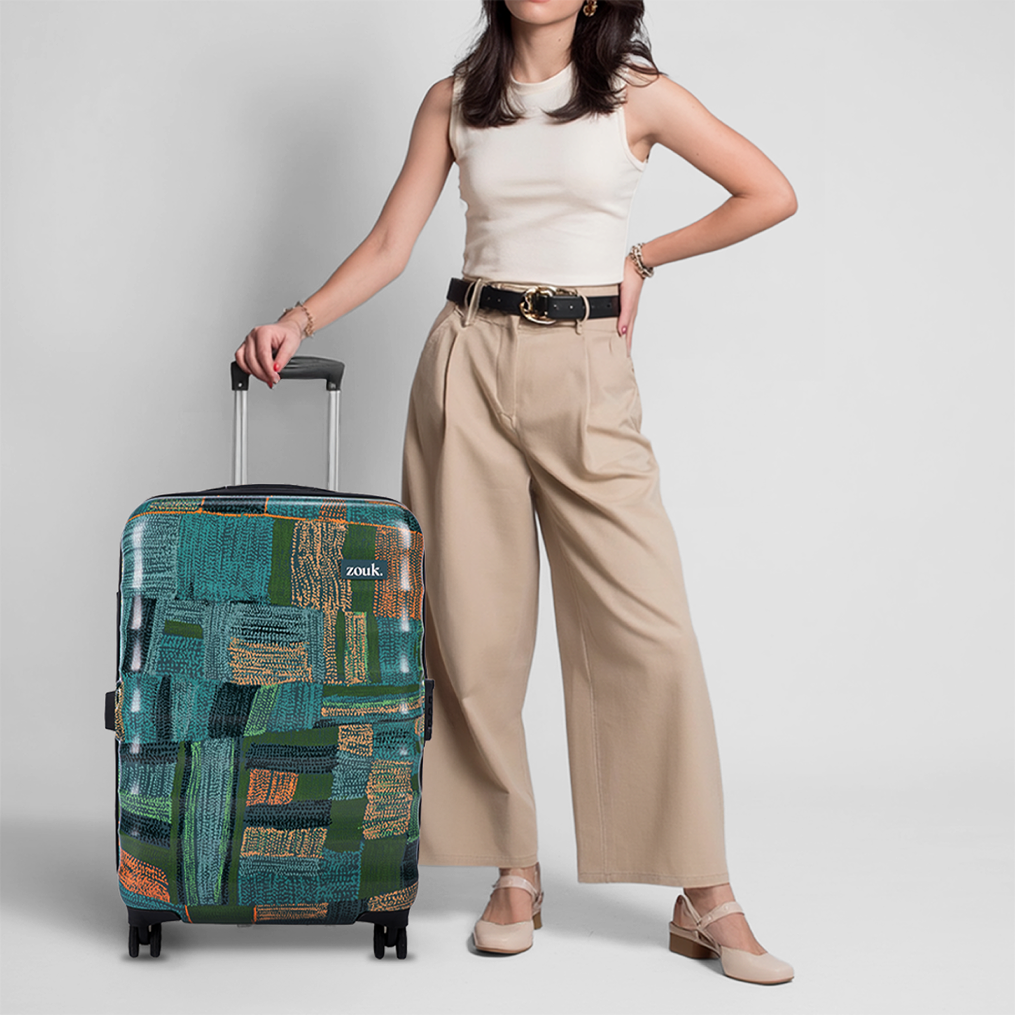 ZIP-Indus Lattice Green Amorah Trolley Bag