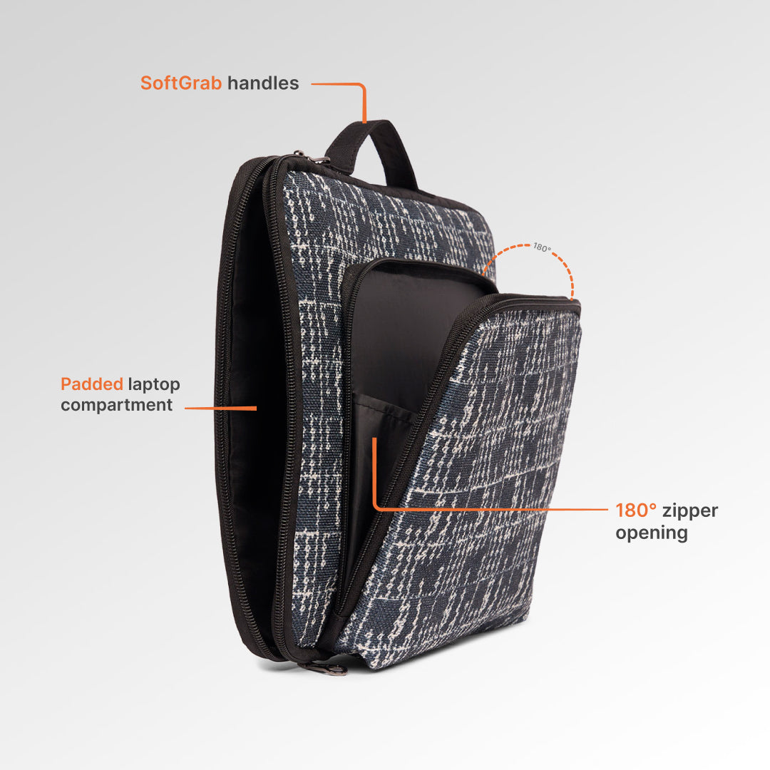 Madras Monochrome Signature Laptop Sleeve - 14inch (Black)