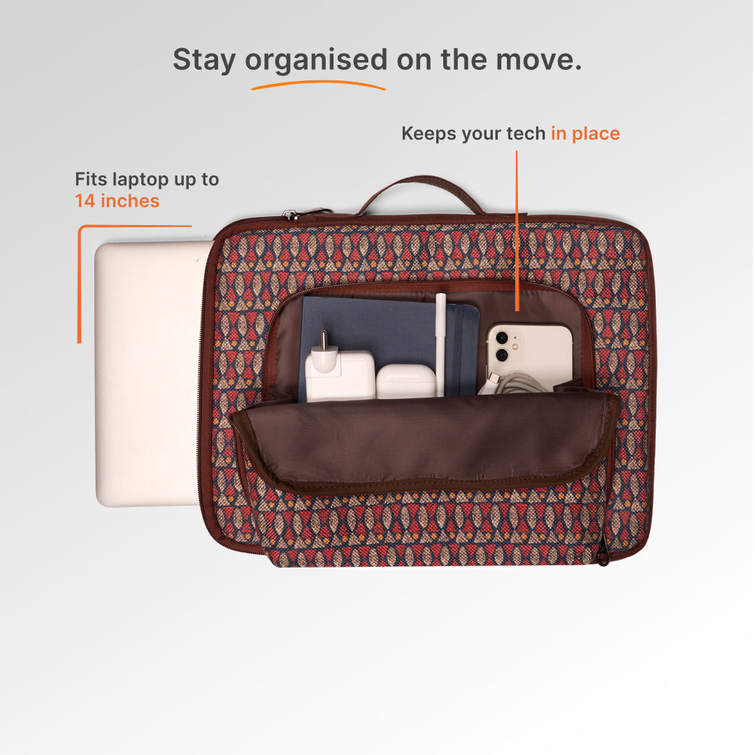 Indore Mosaic Urban Laptop Sleeve - 14inch (Brown)