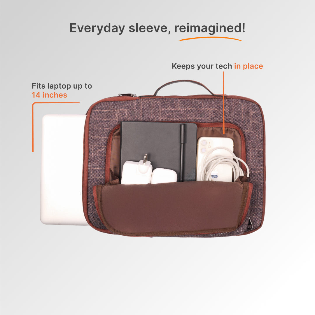 Golkonda Brass Signature Laptop Sleeve - 14inch (Brown)