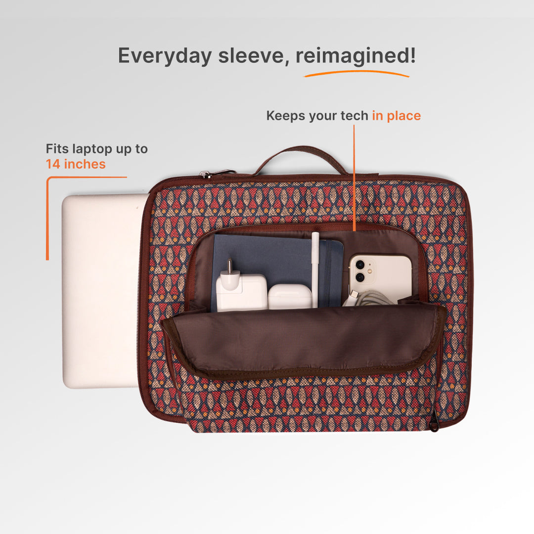 Indore Mosaic Signature Laptop Sleeve - 14inch (Brown)