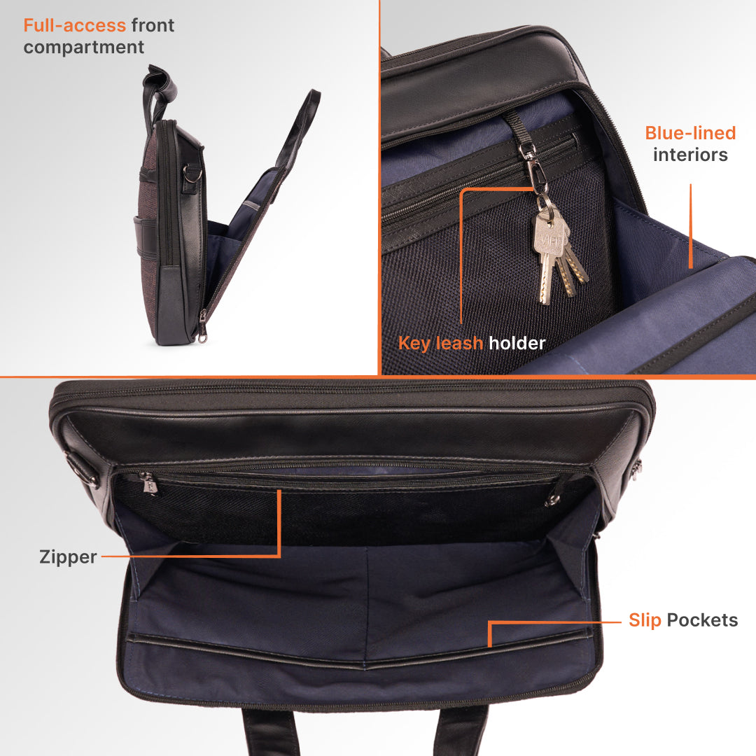 Golkonda Brass Executive Laptop Bag (Black)