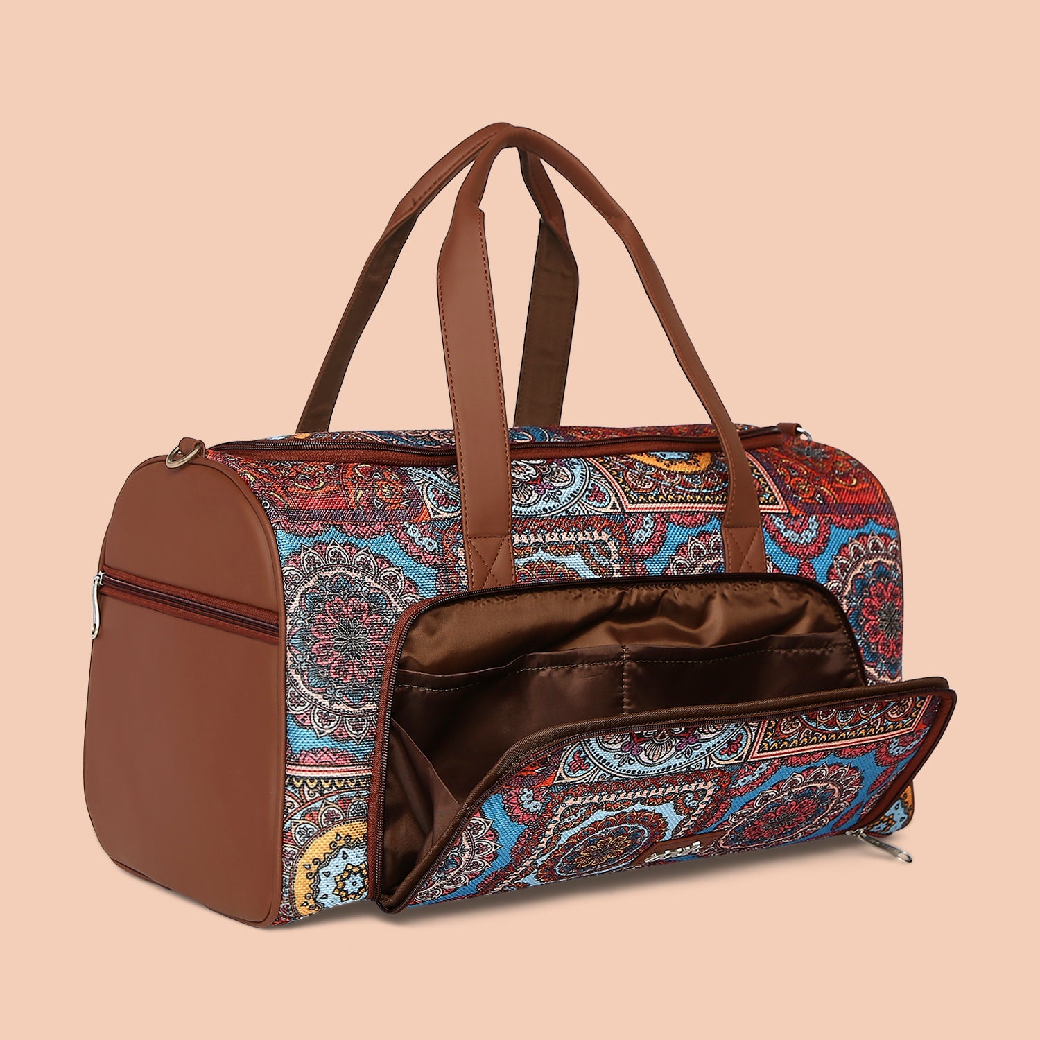 ZIP-Multicolor Mandala Print Weekender Duffel Bag