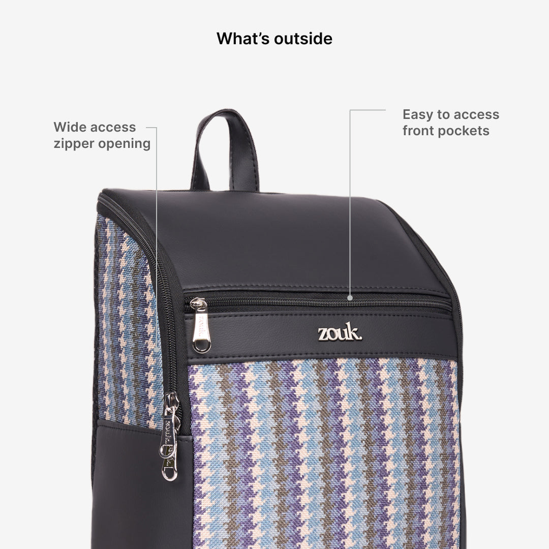 Amalia Laptop Backpack (Black) - Bombay Houndstooth