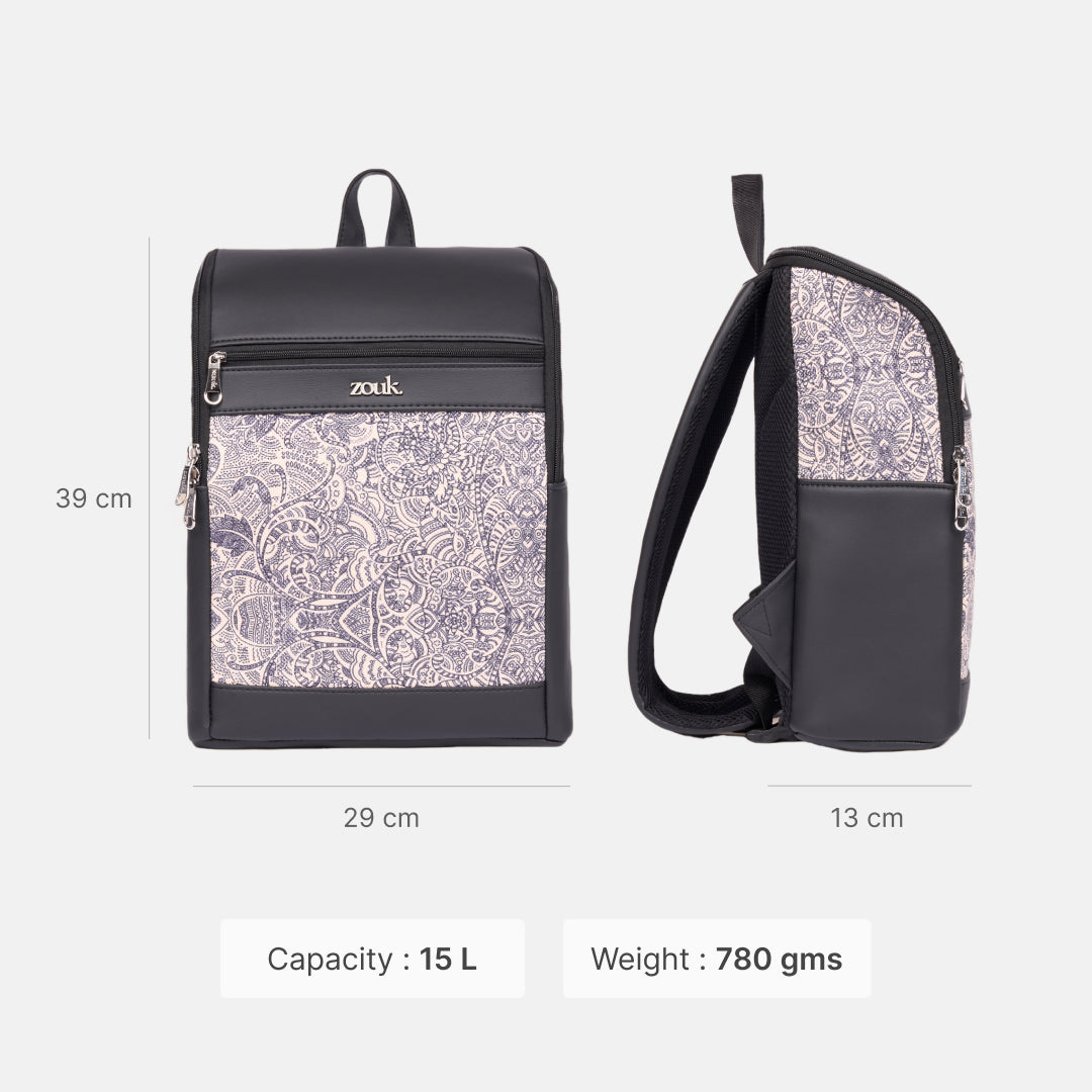 Amalia Laptop Backpack (Black) - Colaba Shirin