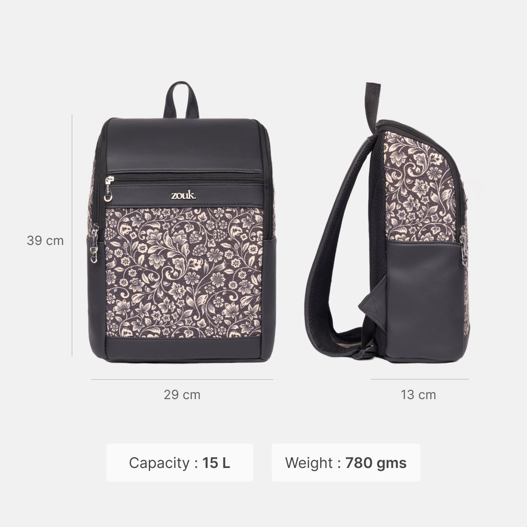 Amalia Laptop Backpack (Black) - FloMotif