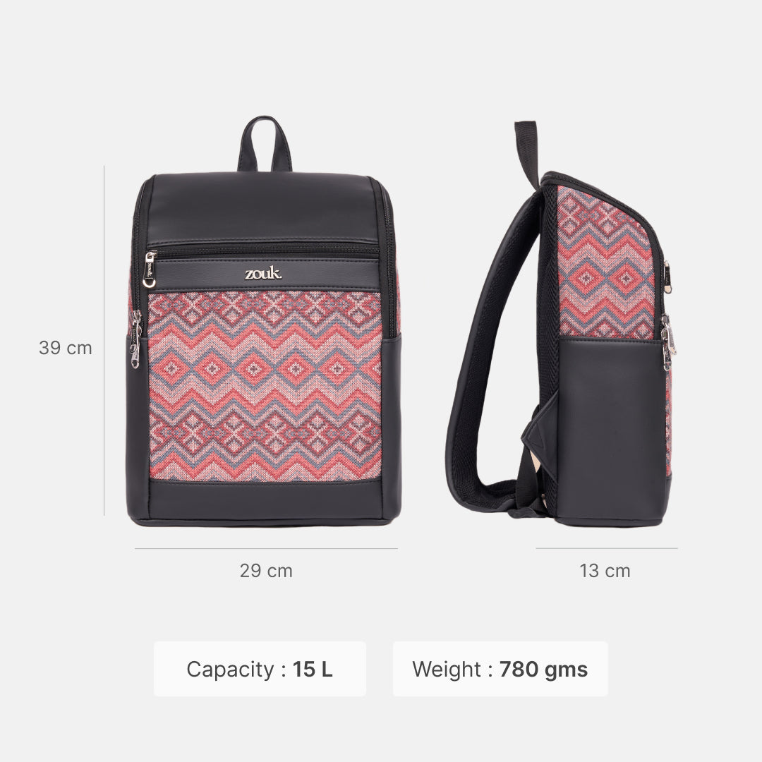 Amalia Laptop Backpack (Black) - Gwalior Weaves