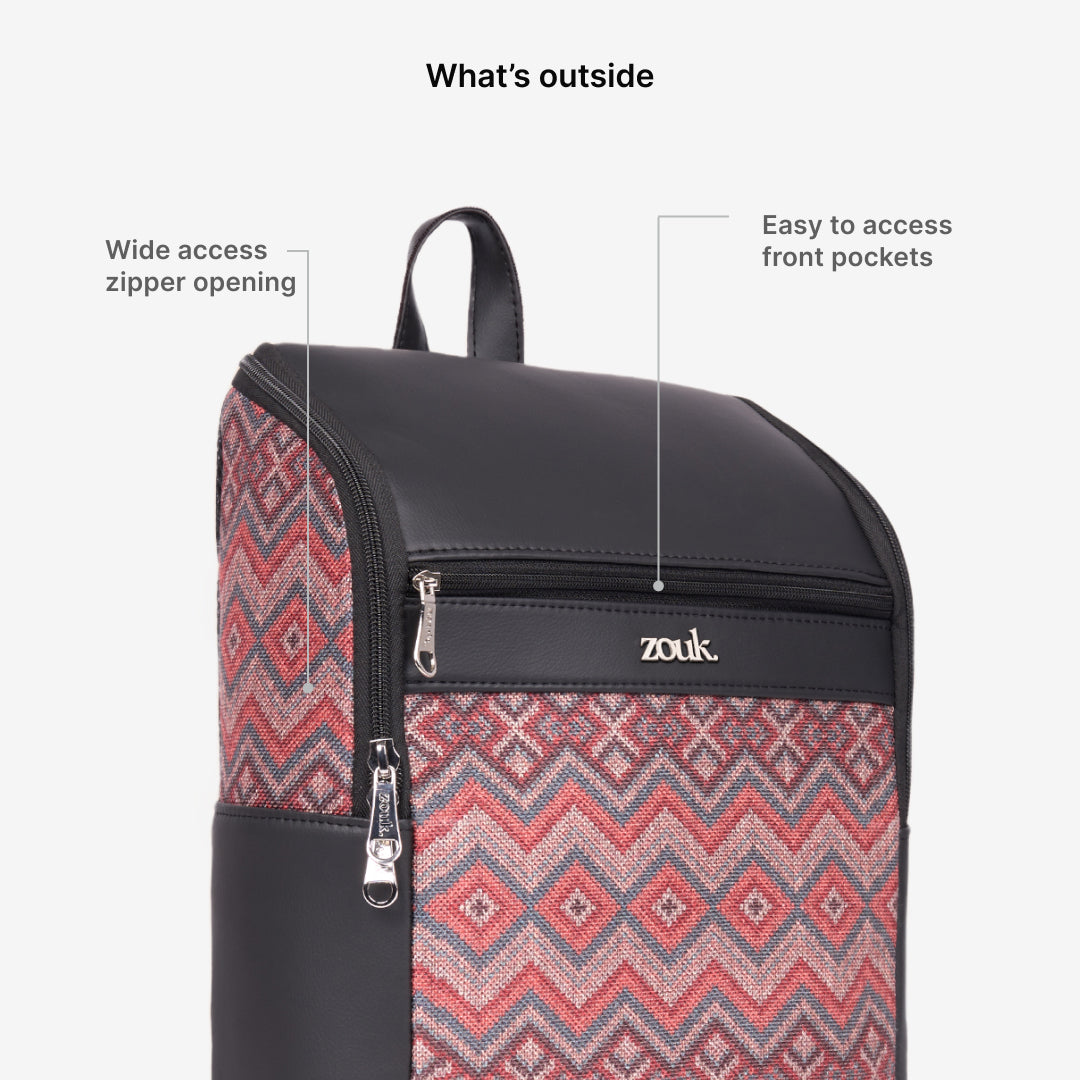 Amalia Laptop Backpack (Black) - Gwalior Weaves