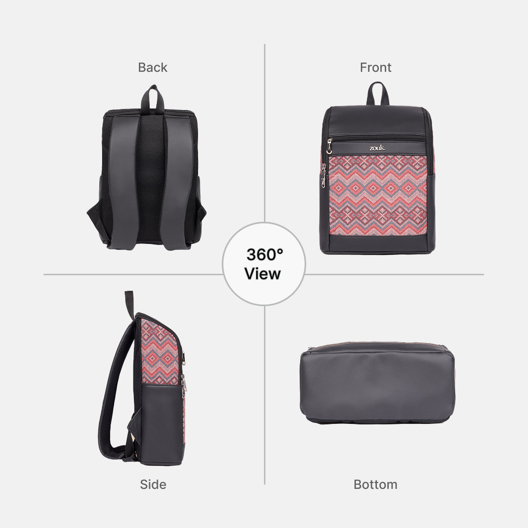 Amalia Laptop Backpack (Black) - Gwalior Weaves