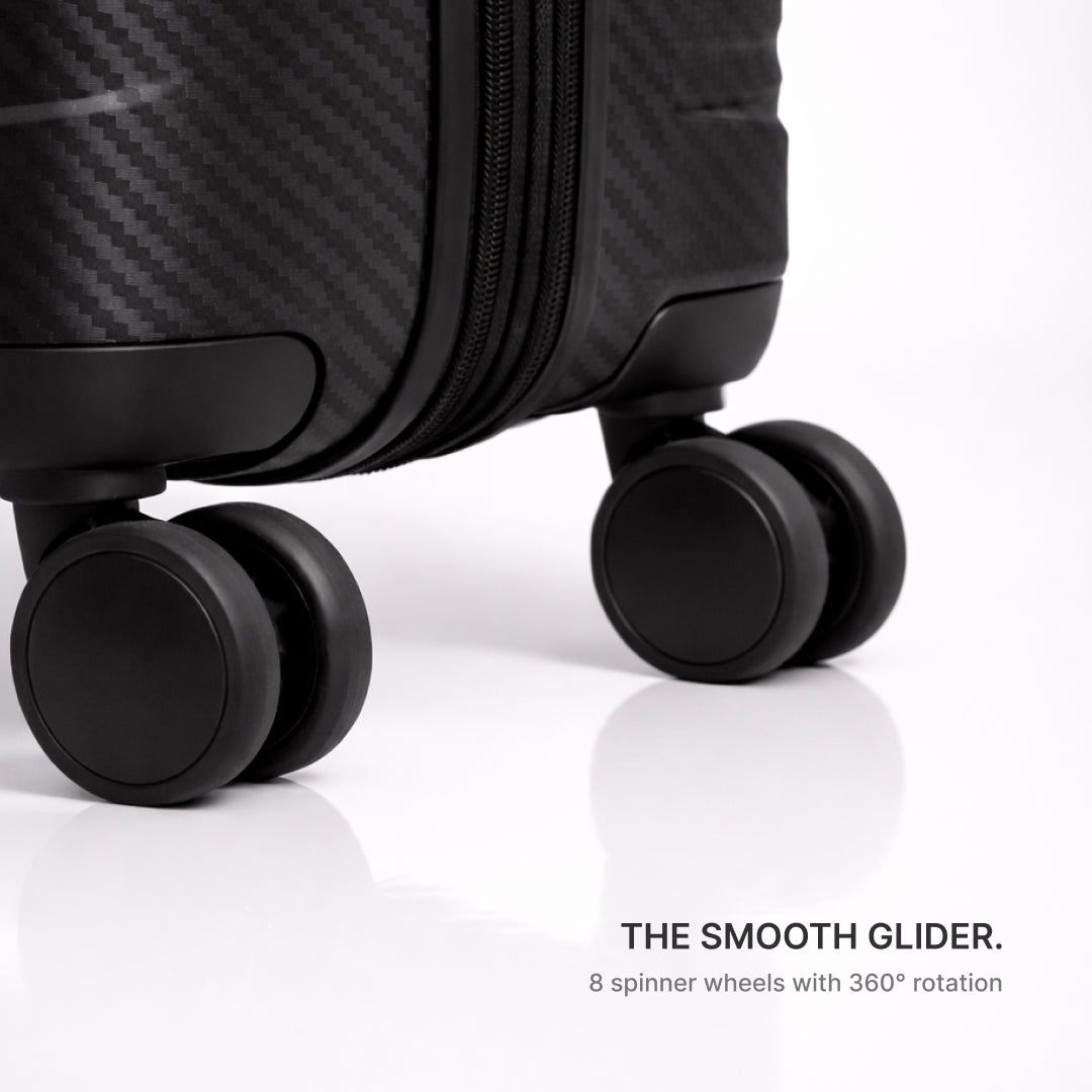 Black Aira Trolley Bag Combo (Cabin & Large)