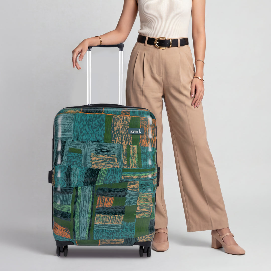 Indus Lattice Green Amorah Trolley Bag (Cabin)