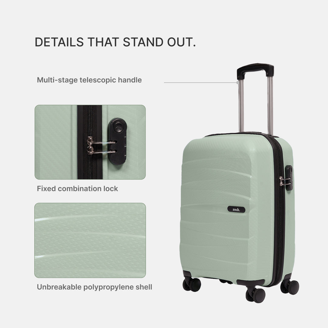Mint Aira Trolley Bag Combo (Cabin & Medium)
