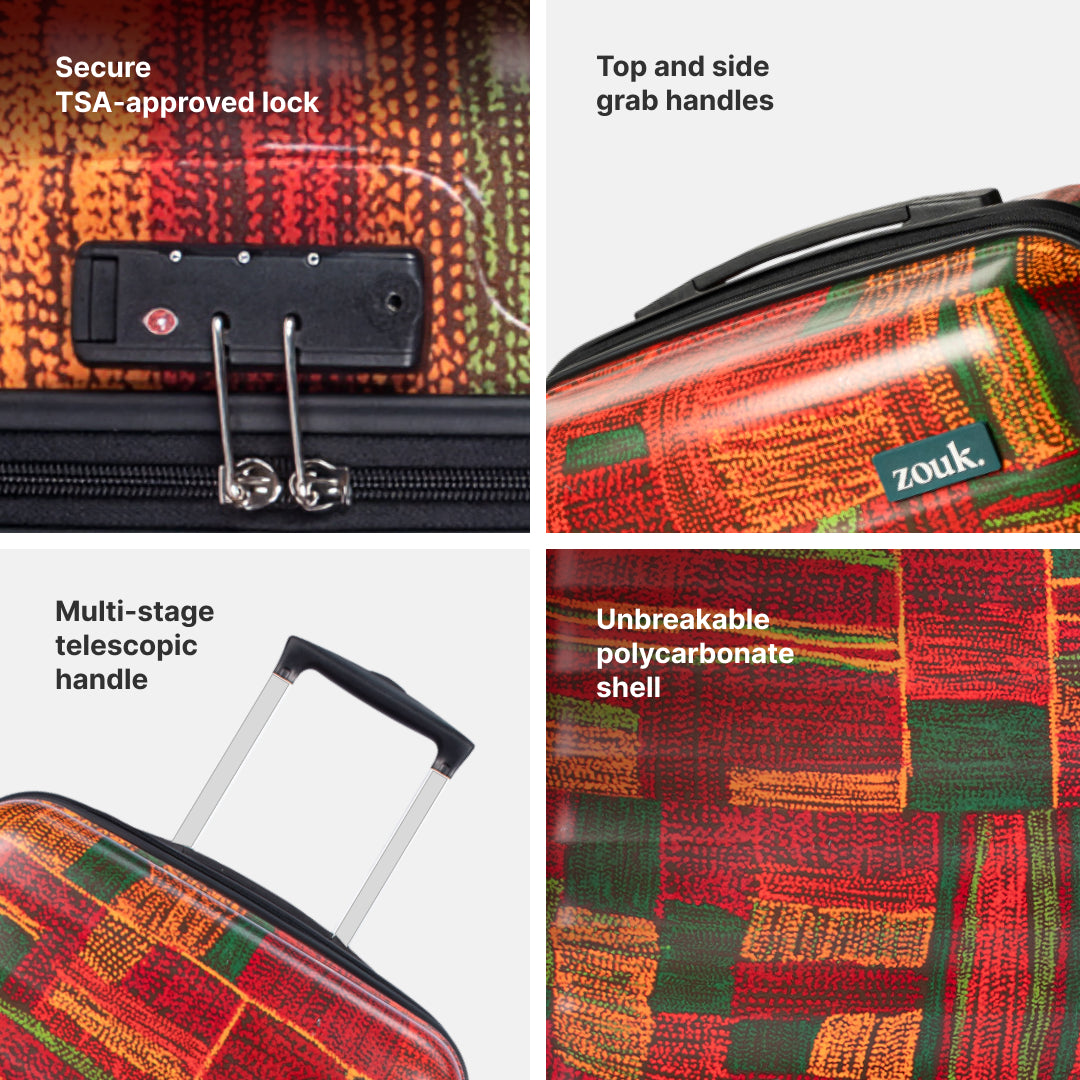 Indus Lattice Red Amorah Trolley Bag