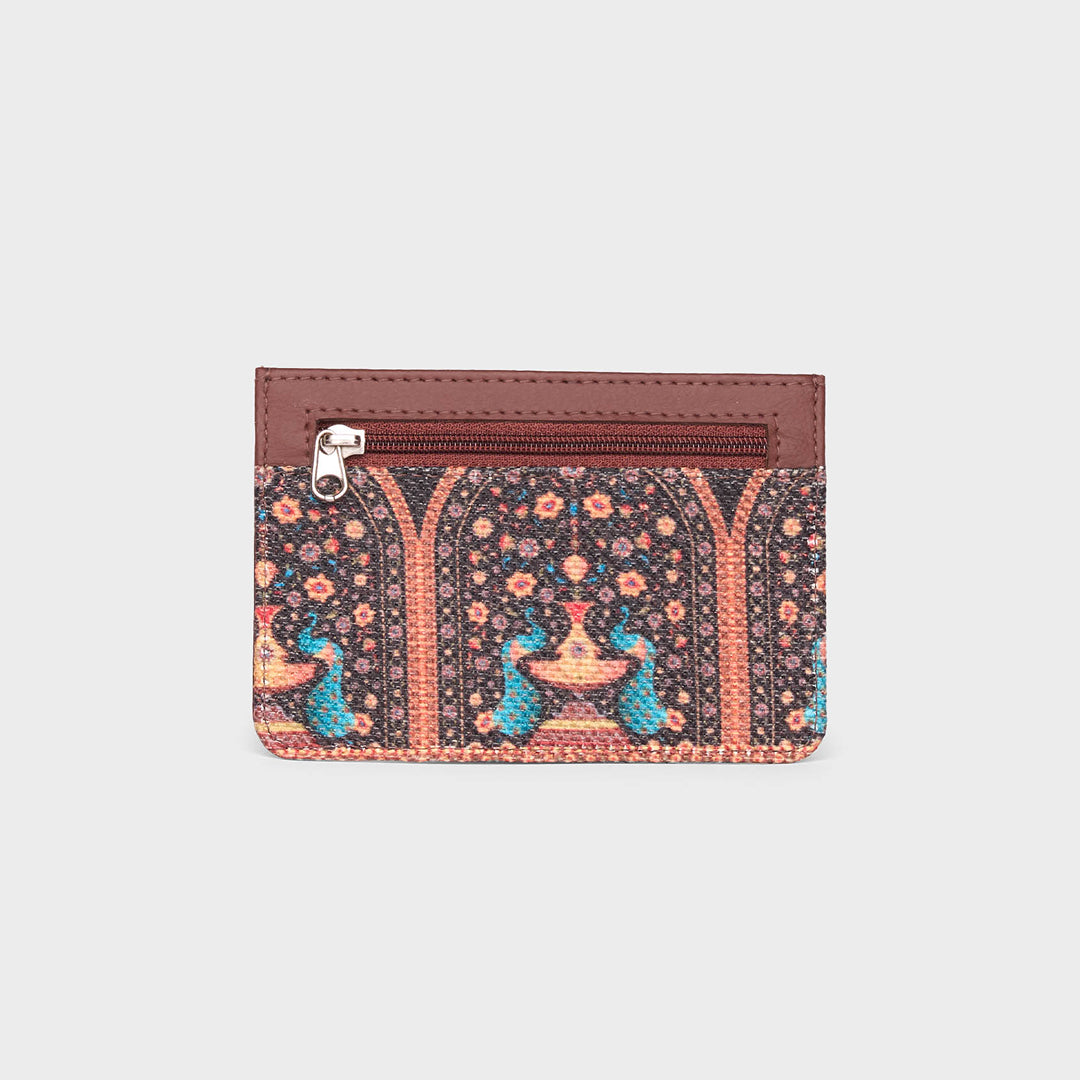 Royal Indian Peacock Motif Ava Card Case