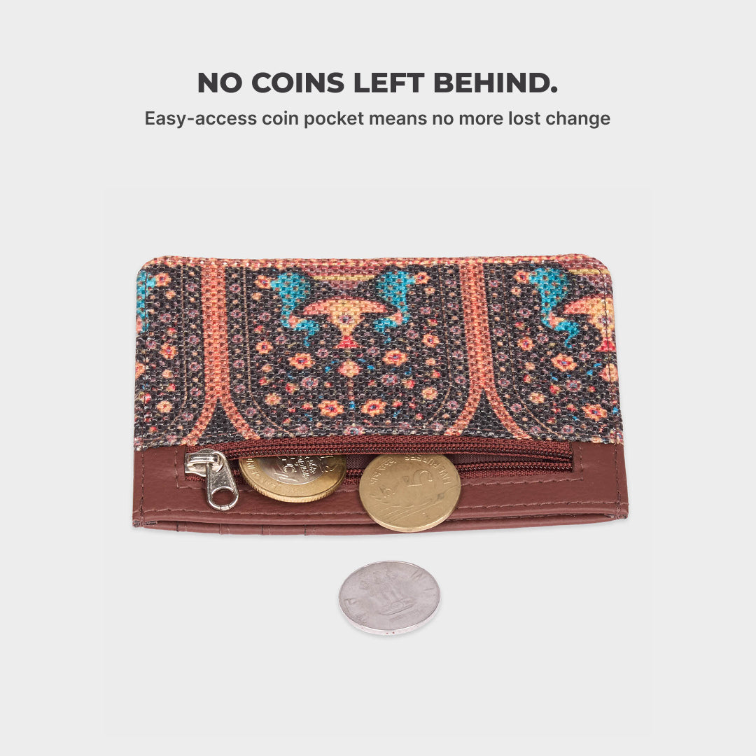 Royal Indian Peacock Motif Ava Card Case