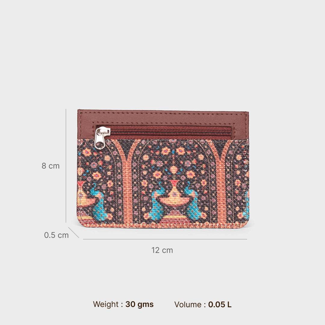 Royal Indian Peacock Motif Ava Card Case