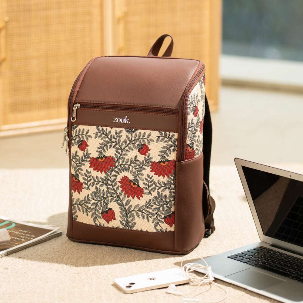 Amalia Laptop Backpack (Brown) - Nawabi Couture