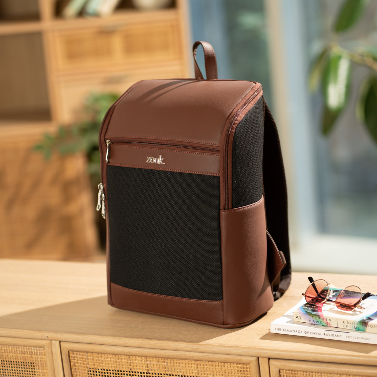 Amalia Laptop Backpack (Brown) - Jet Black