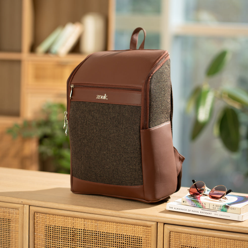 Amalia Laptop Backpack (Brown) - Bristel