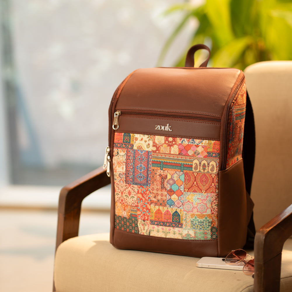 Amalia Laptop Backpack (Brown) - Kutch Gamthi