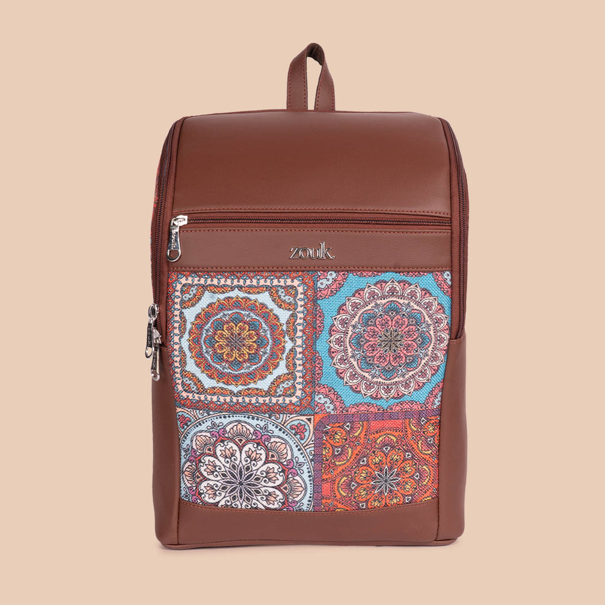 Multicolor Mandala Print - Amalia Laptop Backpack & Flap Sling Bag Combo