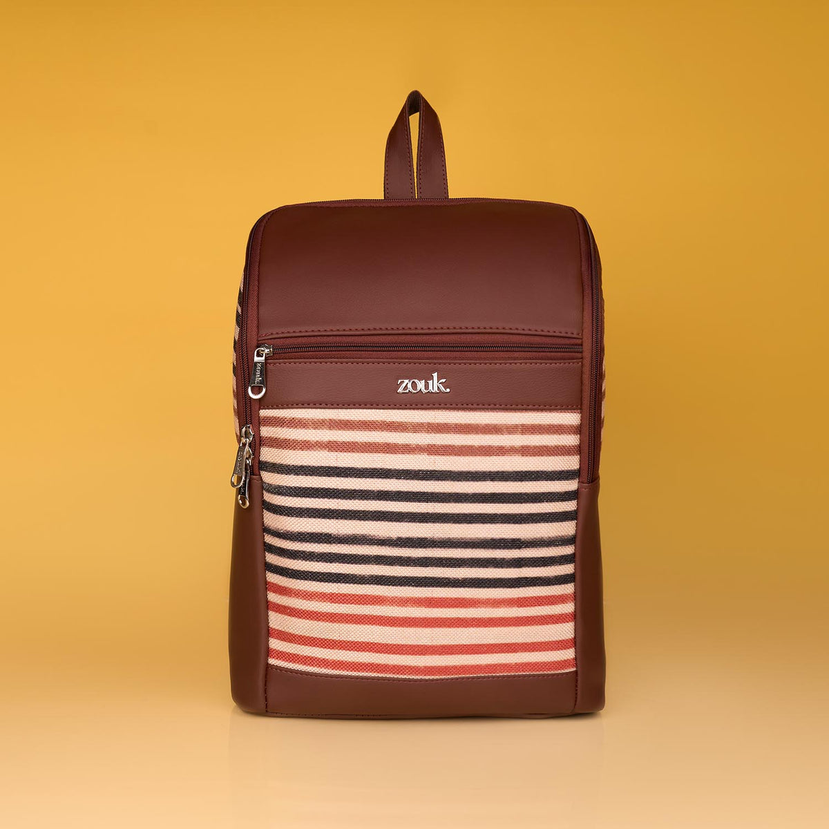 Amalia Laptop Backpack (Brown) - Qutub Stripes