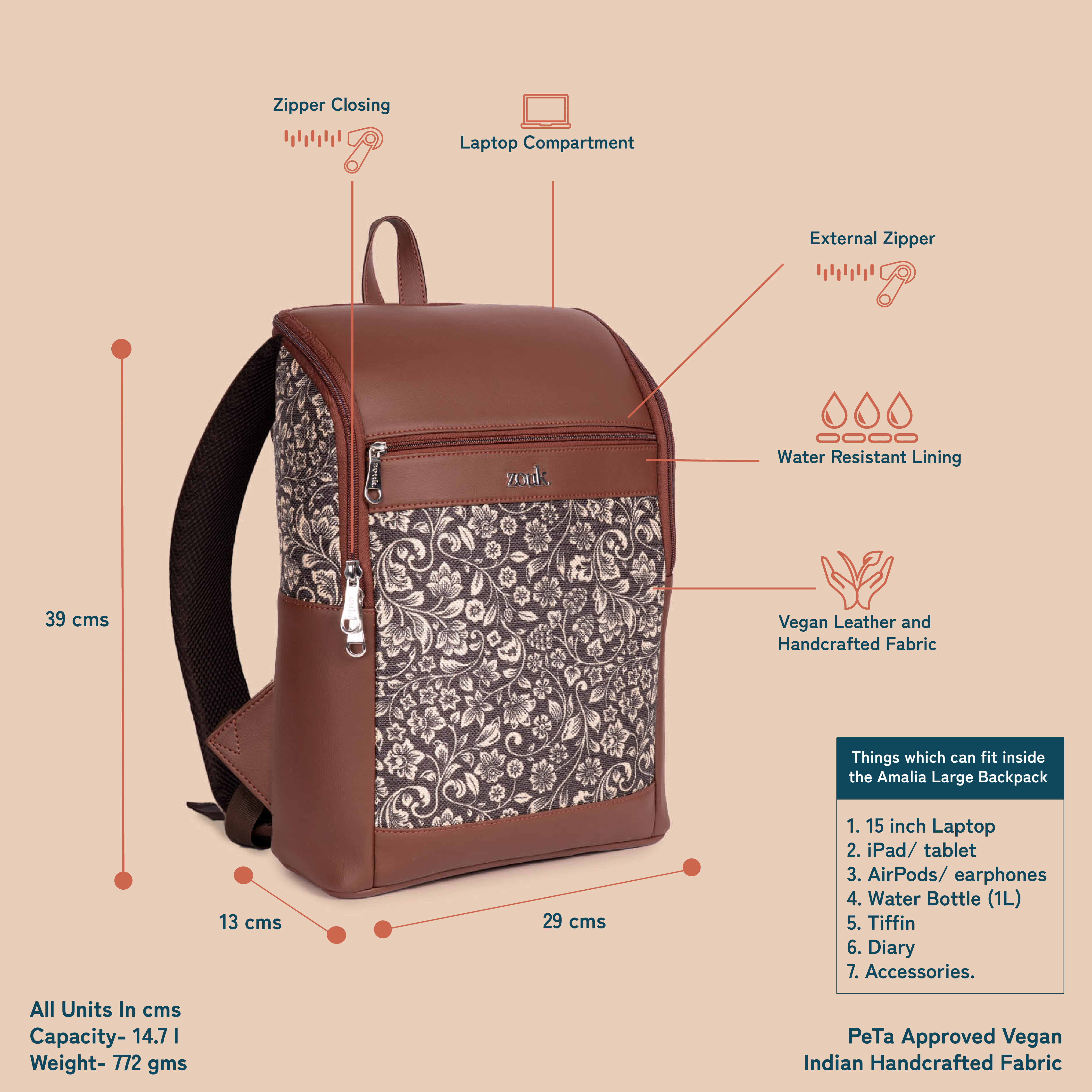 Amalia Backpack (Large) - FloMotif 